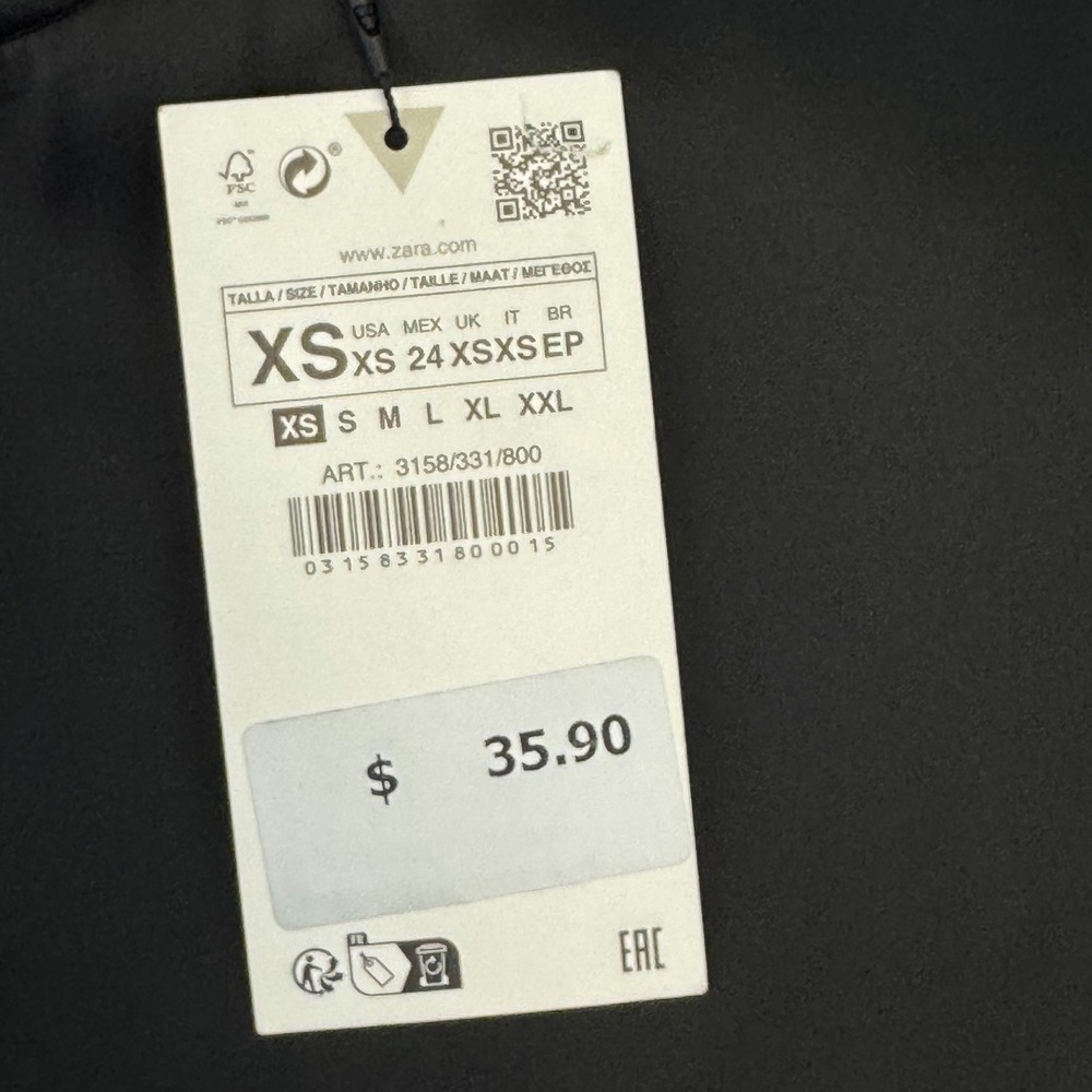 Zara Women Black Satin Finish Short Sleeve Back Cutout Top 3158/331 Size XS NEW - Picture 3 of 13